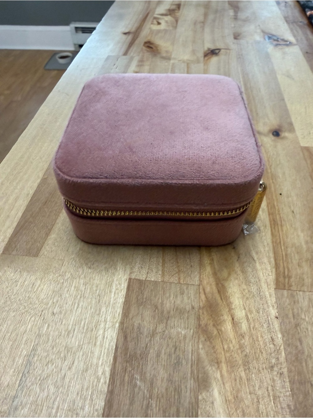 Travel Jewelry Case - Pink Velvet Zip Organizer